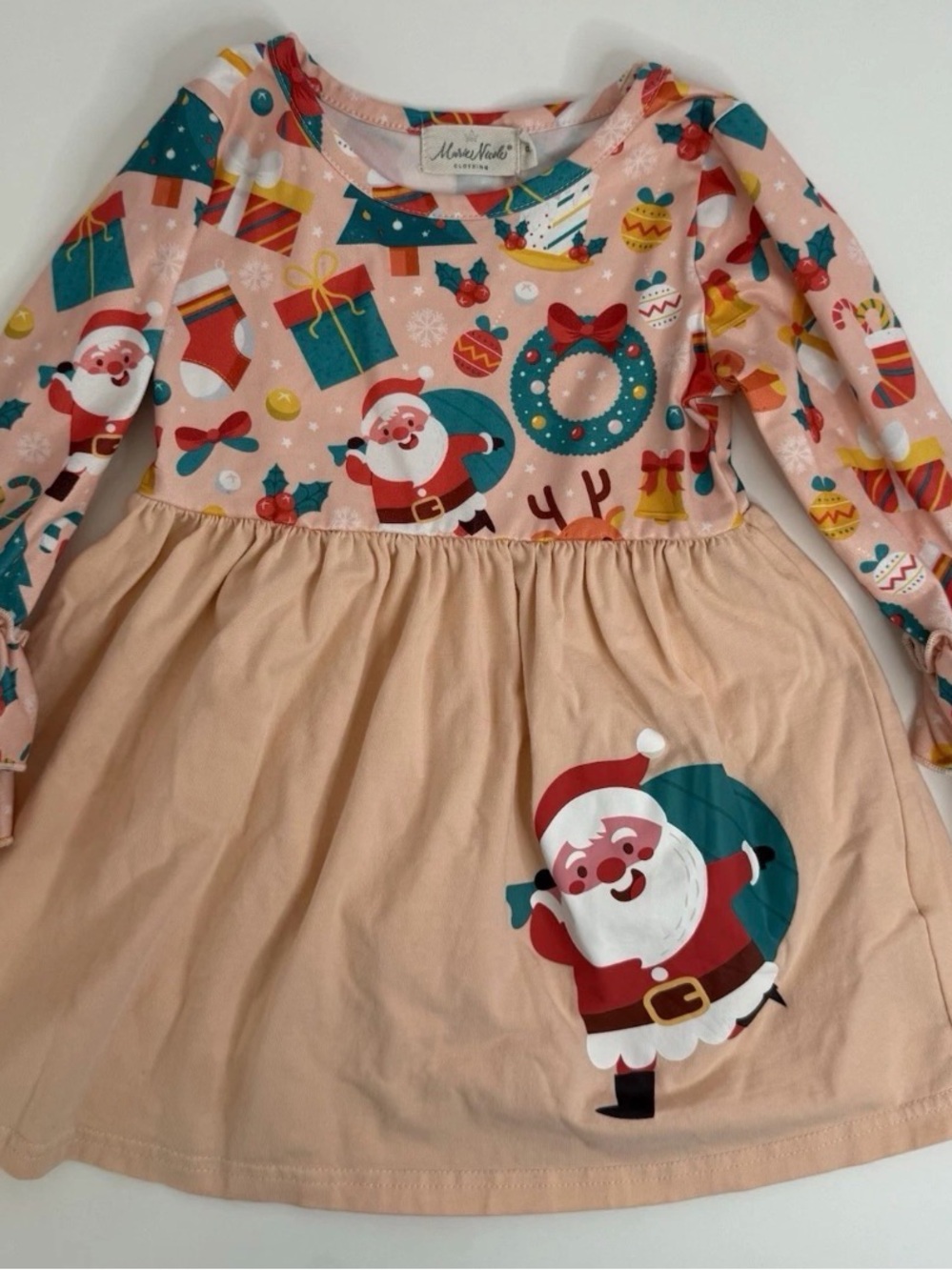 Marie Nicole Clothing Girls Christmas Dress Santa Ruffle Boutique Small